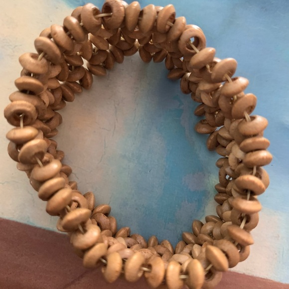 HANDMADE FOLK WOOD bracelet OS jewelry beads boho - Picture 5 of 10